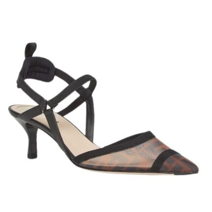 FENDI COLIBRÌ LITE FF MESH MEDIUM HEELED SLINGBACKS
