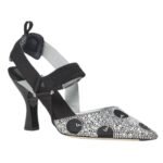 FENDI COLIBRÌ BLACK MESH AND RHINESTONE HIGH-HEELED SLINGBACKS