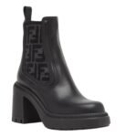 FENDI DOMINO BLACK LEATHER BIKER BOOTS