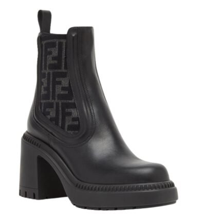 FENDI DOMINO BLACK LEATHER BIKER BOOTS