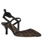 FENDI COLIBRÌ LITE MEDIUM-HEEL BLACK CHENILLE SLINGBACKS