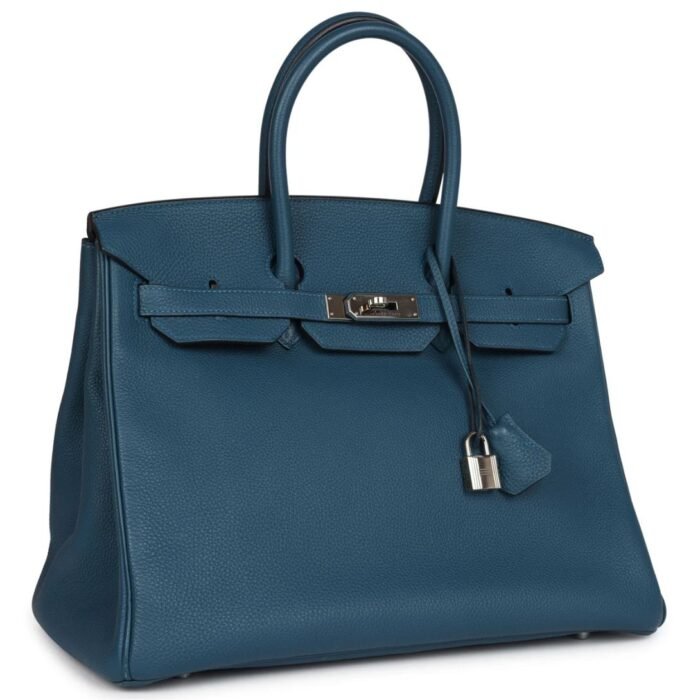 PRE-OWNED HERMÈS BIRKIN 35 COLVERT TOGO PALLADIUM HARDWARE