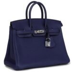 PRE-OWNED HERMÈS BIRKIN 25 BLEU ENCRE TOGO PALLADIUM HARDWARE