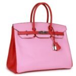 PRE-OWNED HERMÈS SPECIAL ORDER (HSS) BIRKIN 35 BUBBLEGUM AND BOUGAINVILLEA EPSOM PALLADIUM HARDWARE