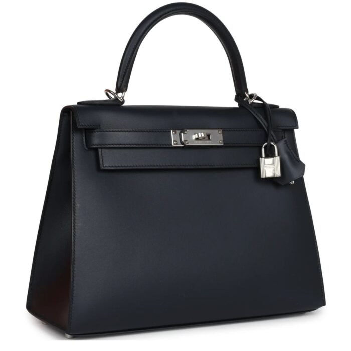 HERMÈS SPECIAL ORDER (HSS) KELLY SELLIER 28 BLEU OBSCUR VERSO SOMBRERO PALLADIUM HARDWARE