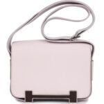 HERMÈS GETA MAUVE PALE AND ROUGE SELLIER CHEVRE PALLADIUM HARDWARE