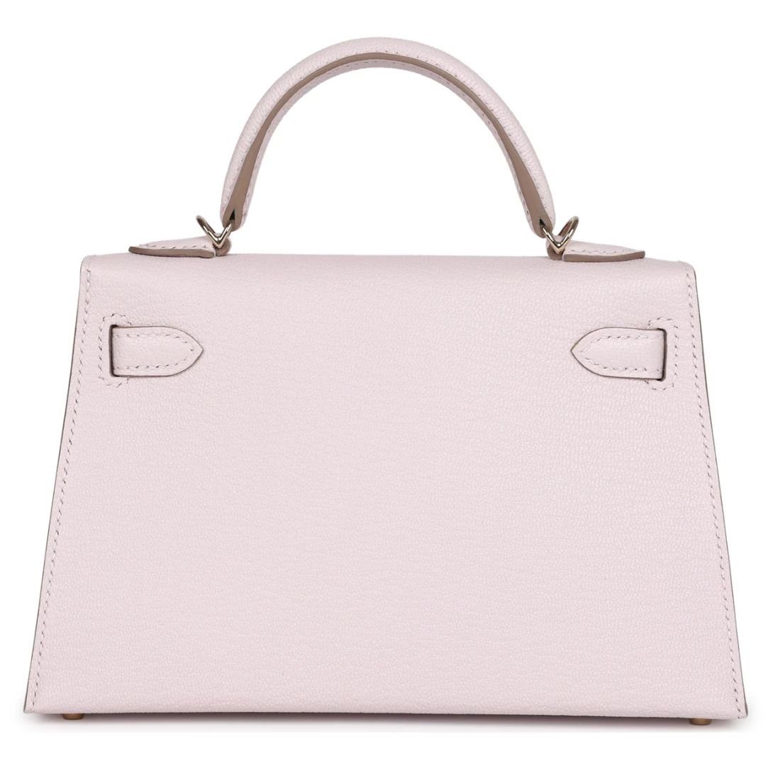 2 HERMÈS SPECIAL ORDER (HSS) KELLY SELLIER 20 MAUVE PALE VERSO CHEVRE MYSORE PERMABRASS HARDWARE