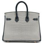 HERMÈS SPECIAL ORDER HSS BIRKIN 25 GRIS PERLE AND VERT ROUSSEAU MATTE ALLIGATOR BRUSHED GOLD HARDWARE