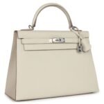 HERMÈS KELLY SELLIER 32 CRAIE EPSOM PALLADIUM HARDWARE