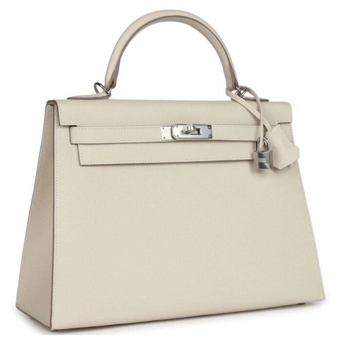 HERMÈS KELLY SELLIER 32 CRAIE EPSOM PALLADIUM HARDWARE