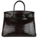 PRE-OWNED HERMÈS BIRKIN 35 COCAON SHINY POROSUS CROCODILE GOLD HARDWARE