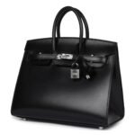 HERMÈS BIRKIN SELLIER 25 BLACK BOX PALLADIUM HARDWARE