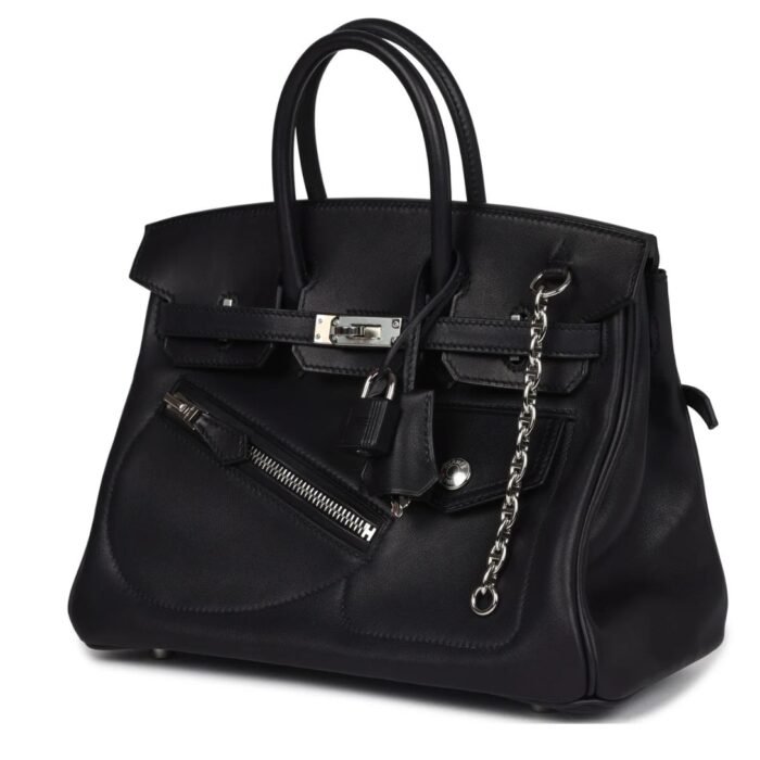 HERMÈS LIMITED EDITION BIRKIN ROCK 25 BLACK VOLUPTO PALLADIUM HARDWARE
