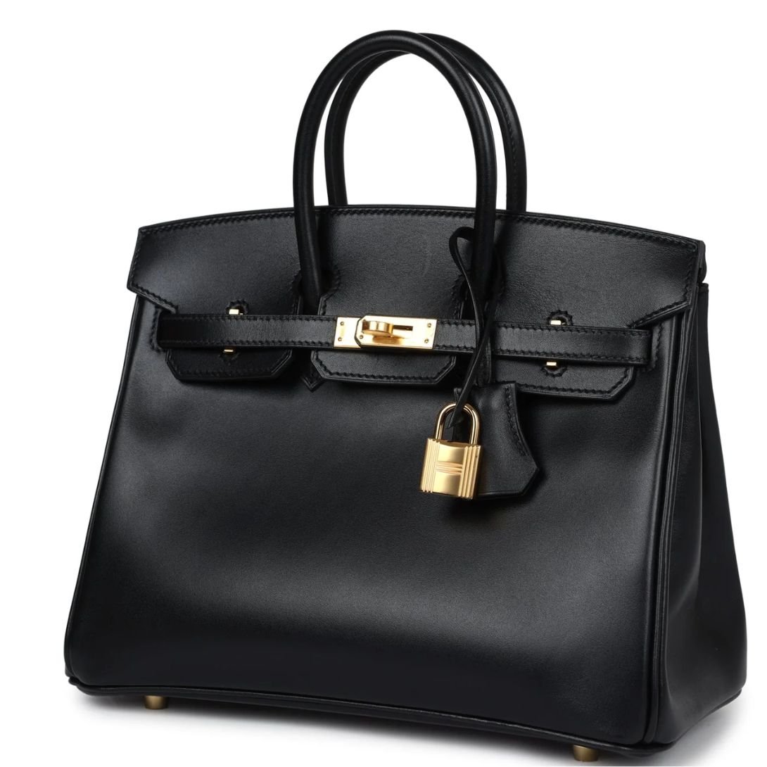 3 HERMÈS BIRKIN 25 BLACK BOX GOLD HARDWARE