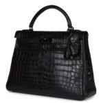 PRE-OWNED HERMÈS KELLY RETOURNE 32 SO BLACK MATTE NILOTICUS CROCODILE BLACK HARDWARE