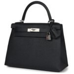 HERMÈS KELLY SELLIER 28 BLACK EPSOM PALLADIUM HARDWARE