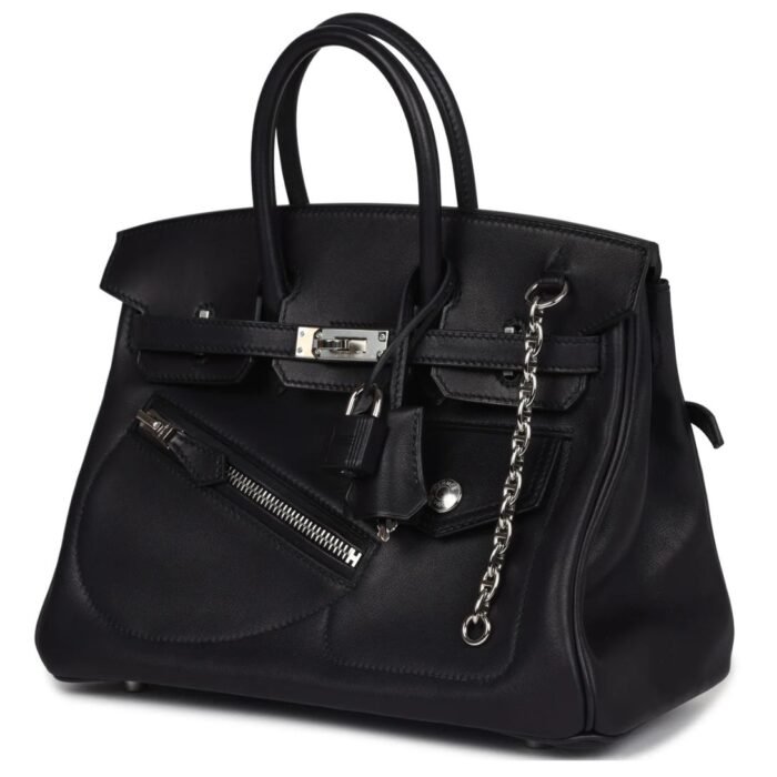 HERMÈS LIMITED EDITION BIRKIN ROCK 25 BLACK VOLUPTO PALLADIUM HARDWARE