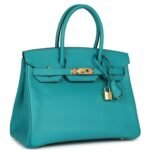 PRE-OWNED HERMÈS BIRKIN 30 BLEU PAON EPSOM GOLD HARDWARE