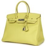 PRE-OWNED HERMÈS BIRKIN 35 SOUFRE EPSOM PALLADIUM HARDWARE