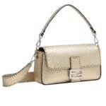 FENDI BAGUETTE CHAMPAGNE-COLORED SELLERIA BAG WITH 612 HAND-SEWN TOPSTITCHES