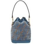 FENDI MON TRESOR LIGHT BLUE FF JACQUARD VELVET MINI BAG