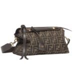 FENDI BY THE WAY SOFT MEDIUM BROWN FF JACQUARD FABRIC BAG