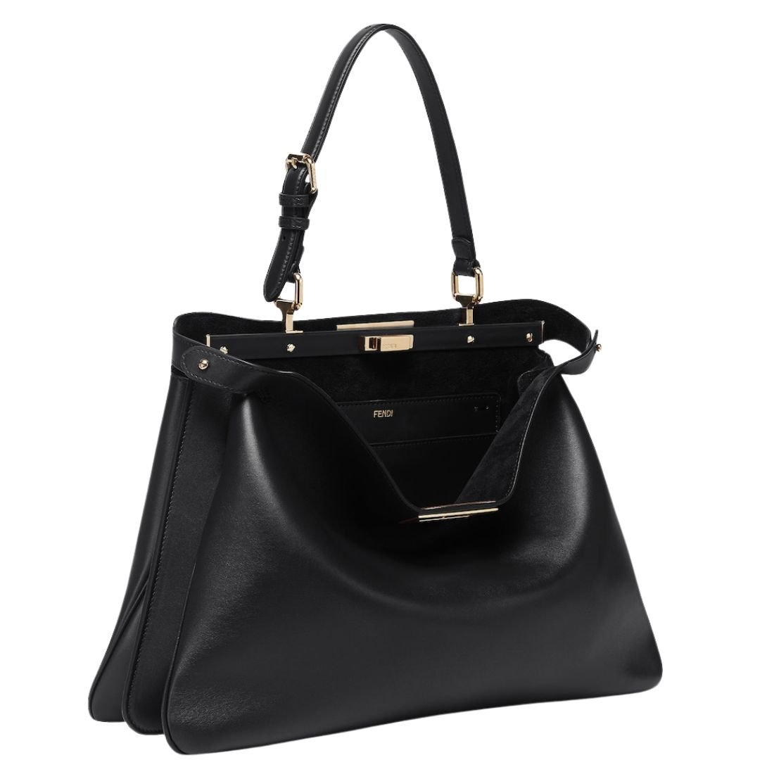 3 FENDI PEEKABOO SOFT LARGE BLACK LEATHER BAG