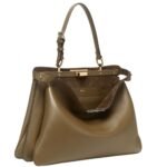 FENDI PEEKABOO SOFT LARGE GREEN LEATHER BAG