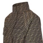 FENDI BLOUSON BROWN FF CANVAS JACKET