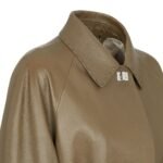 FENDI OVERCOAT GREEN LEATHER OVERCOAT