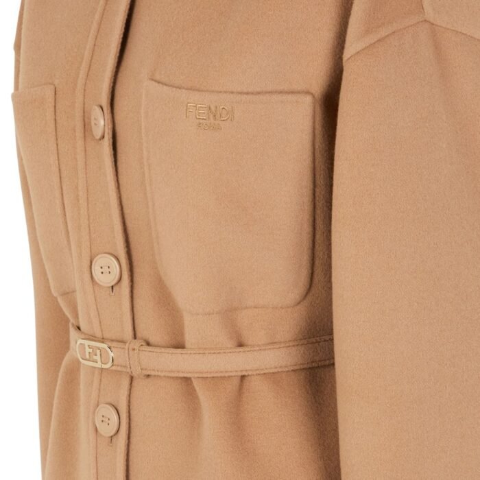 FENDI JACKET GO-TO JACKET IN CAMEL-COLOR CASHMERE