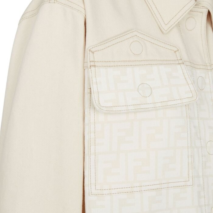 FENDI BLOUSON WHITE FF DENIM JACKET