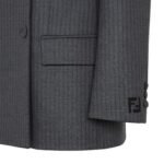 FENDI JACKET GRAY PINSTRIPED WOOL BLAZER