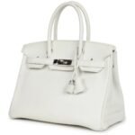 PRE-OWNED HERMÈS BIRKIN 30 WHITE CLEMENCE PALLADIUM HARDWARE