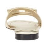 FENDI BAGUETTE MAUVE METALLIC LEATHER SLIDES