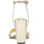 FENDI DELFINA METALLIC NAPPA LEATHER AND FF SEQUIN HIGH HEELED SANDALS