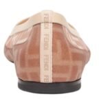 FENDI COLIBRÌ BLACK LEATHER AND BROWN FF MESH BALLET FLATS