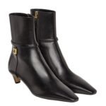 FENDI FFOLD BLACK LEATHER LOW-HEELED BOOTS