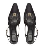FENDI FFOLD LEATHER LOW-HEELED SLINGBACKS