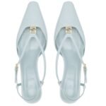 FENDI FFOLD LEATHER LOW-HEELED SLINGBACKS