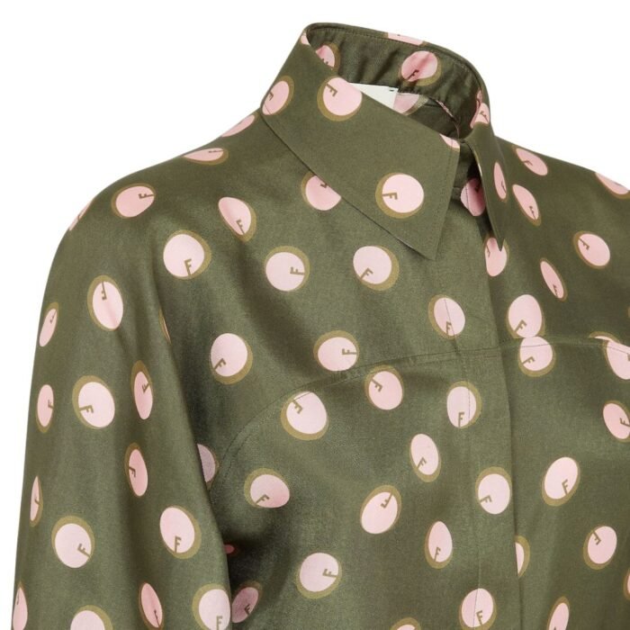 FENDI SHIRT GREEN PRINTED SILK SHIRT