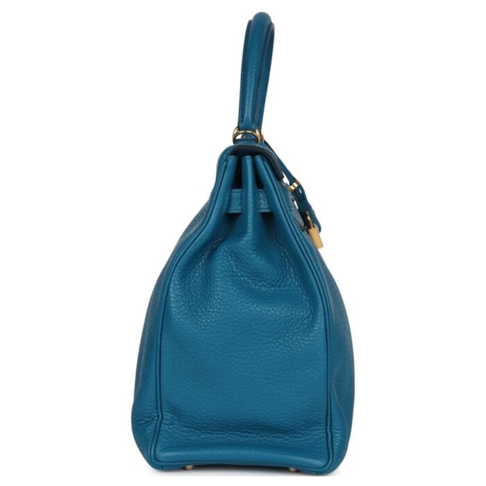 PRE-OWNED HERMÈS KELLY RETOURNE 35 COBALT CLEMENCE GOLD HARDWARE