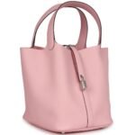 HERMÈS PICOTIN 22 ROSE SAKURA CLEMENCE PALLADIUM HARDWARE