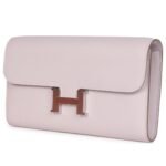HERMÈS CONSTANCE WALLET TO GO MAUVE PALE EVERCOLOR PALLADIUM HARDWARE