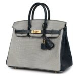 HERMÈS SPECIAL ORDER HSS BIRKIN 25 GRIS PERLE AND VERT ROUSSEAU MATTE ALLIGATOR BRUSHED GOLD HARDWARE
