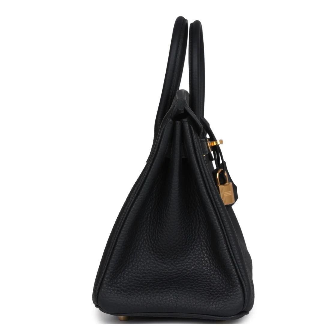 4 HERMÈS BIRKIN 25 BLACK TOGO GOLD HARDWARE