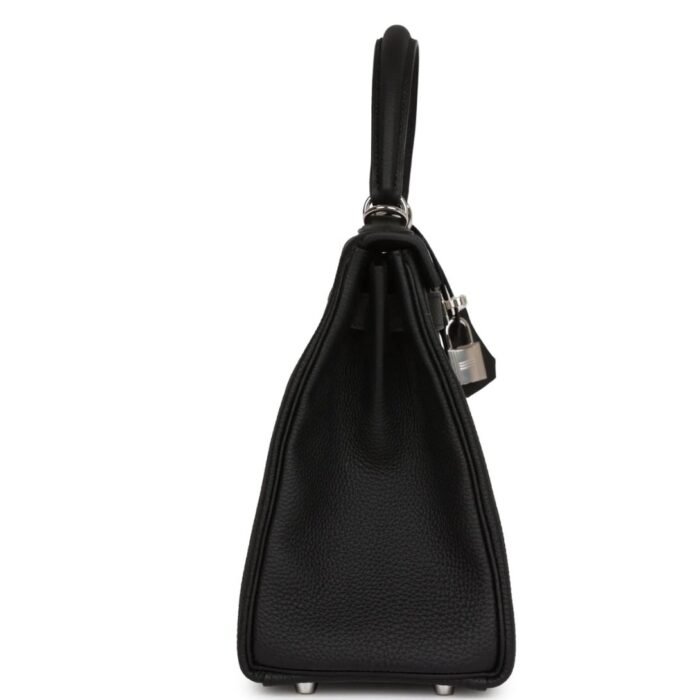 HERMÈS KELLY RETOURNE 28 BLACK TOGO PALLADIUM HARDWARE