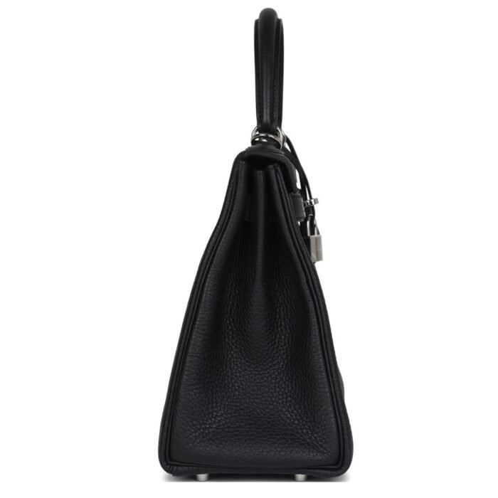 PRE-OWNED HERMÈS KELLY RETOURNE 28 BLACK TOGO PALLADIUM HARDWARE