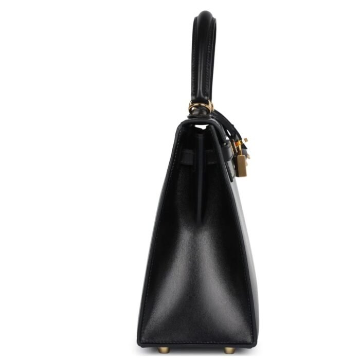 PRE-OWNED HERMÈS KELLY SELLIER 25 BLACK BOX GOLD HARDWARE