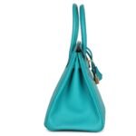 PRE-OWNED HERMÈS BIRKIN 30 BLEU PAON EPSOM GOLD HARDWARE